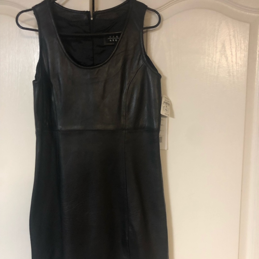 Black leather dress